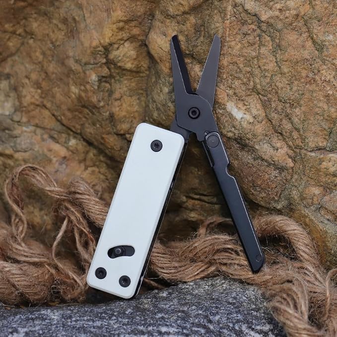 Roxon KS2 Elite Noir Blanc D2 Blade 13 in 1 Mini Multi Tool function pocket knife with big scissor G10 handle and Pocket clip good for Camping/Backpacking/Emergencies/EDC Multitool (D2 Steel Blade)