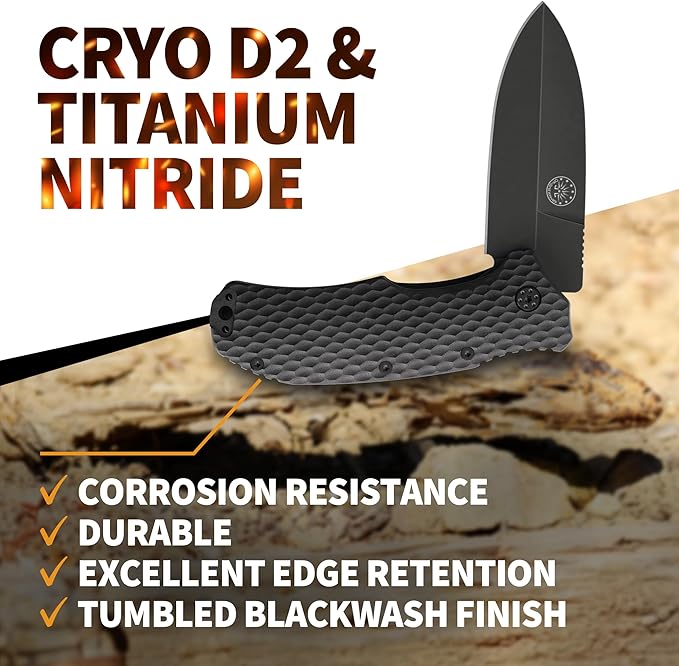 Off-Grid Knives - Rapid Fire Stinger Assisted Spear Point Blade Hard Use Build Tactical Camping &amp Survival EDC Cryo D2 Steel G10 Scales Deep Pocket Carry (Blackout)