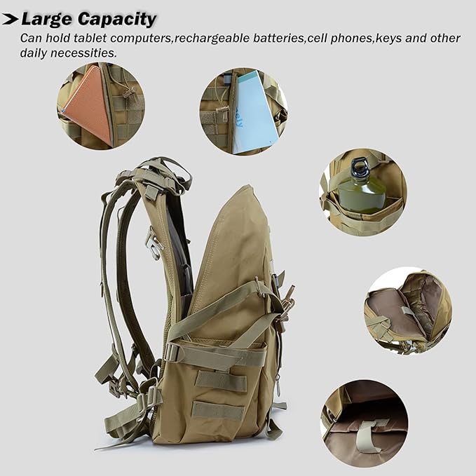 Military Tactical Backpack25L Army 3 Days Assault Pack BagOutdoor Tactical Bag Backpack for MenMolle Rucksack Waterproof (CamoB)