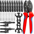 OYMSAE Solar Crimper Tool Kit with Y Connector - 24 PCS Solar Tools for PV MC4 Connectors: 10-14AWG Ratcheting Crimper 10 Pairs Connectors 2 Wrenches