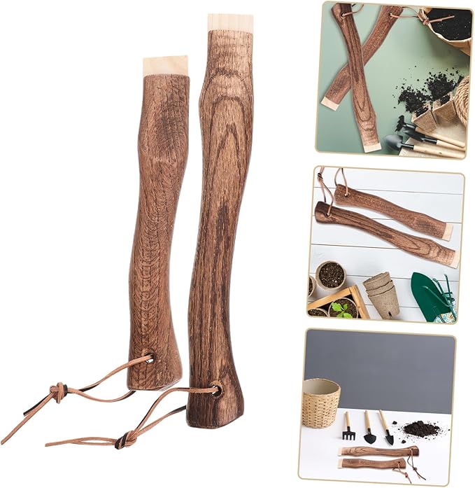 VOSAREA 2pcs Wooden Axe Handle Replacement Short Curved Handle for Hatchet Hammer Ergonomic Design