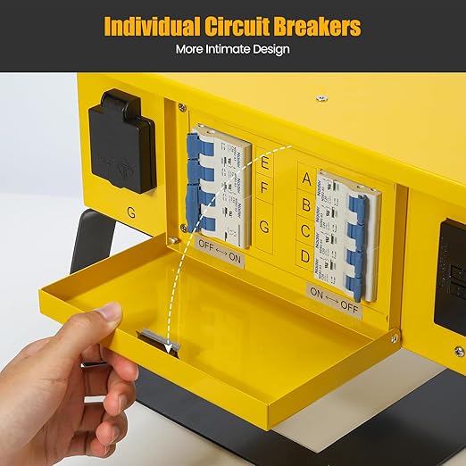 Power Distribution Box Temporary Power Distribution Center 50A California Standard Twist-to-Lock Ideal for Temporary Power Needs