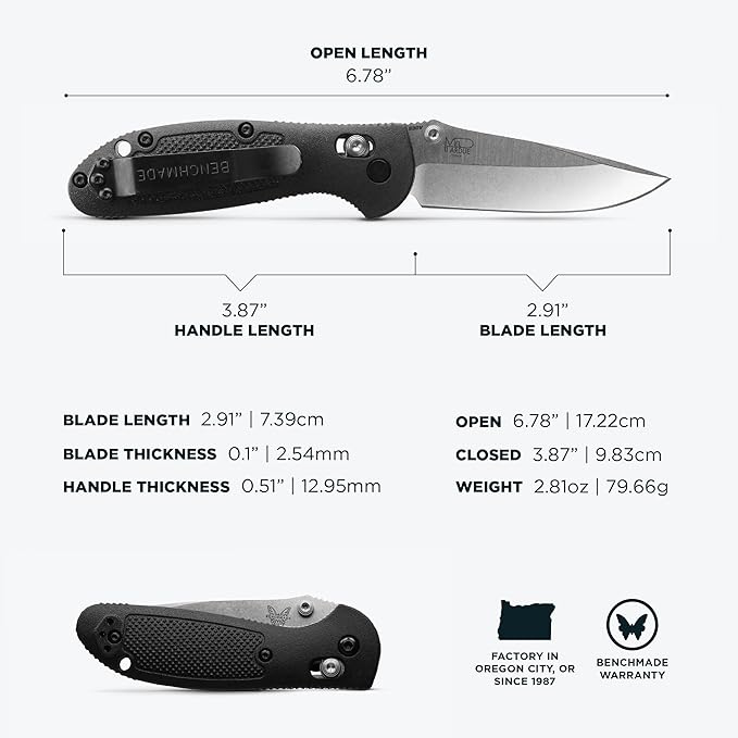 Benchmade Mini Griptilian Knife Drop-Point Blade Made EDC Manual Finish 556 Handle