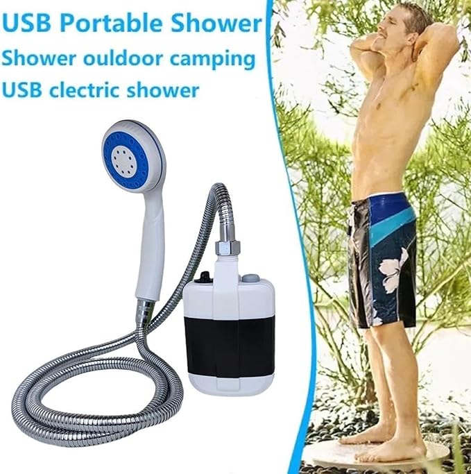 YAUWIHE Portable Camping Shower Upgraded Outdoor Camp Shower USB Rechargeable Electric Shower Pump for Garden Outdoor Waterproof Camping Shower for Camp Hiking Car Washing Pet Bath (1)