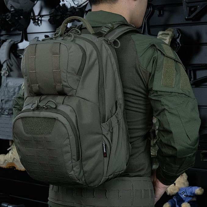 BOMTURN Military Tactical Backpack Small Army Molle Bag 2 Day Assault Pack 25L with Bottle Holders