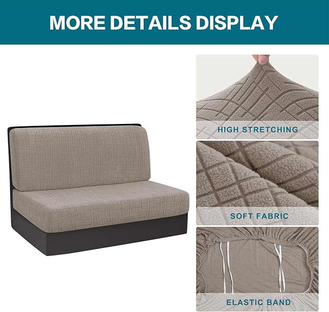 KRFOONN RV Dinette Cushion Covers Stretch Camper Cushions Covers Replacement Couch Cushion Slipcovers Washable Loveseat Slipcovers for Travel Trailer Couch (2 Backrest Cover &amp 2 Bench Cover T5)