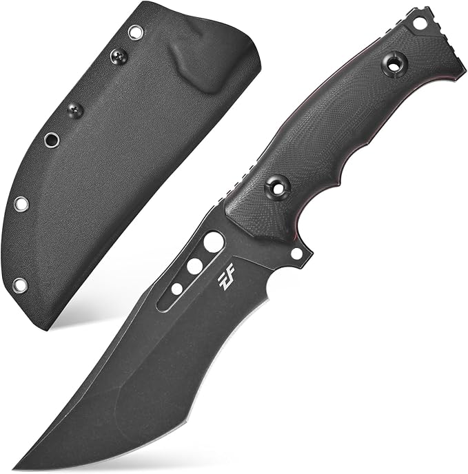 Eafengrow EF156 Fixed Blade Knife AUS-10 Steel Blade Full Tang G10 Handle EDC Straight Knife for Farm Working Camping Hunting(Black)