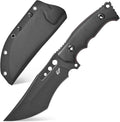 Eafengrow EF156 Fixed Blade Knife AUS-10 Steel Blade Full Tang G10 Handle EDC Straight Knife for Farm Working Camping Hunting(Black)