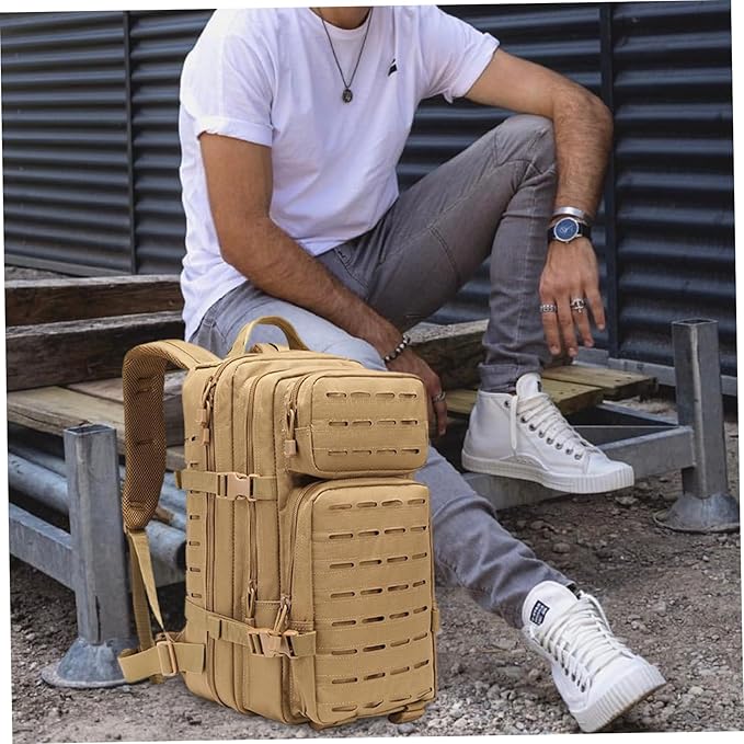 Tacticals Backpack for Men Molle System Survival Backpack Water-Resistant Multifunctional Hunting Bag for Travel Camping Hiking Sports Khaki Hunting Survival Tacticals Bag