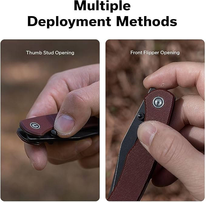 CIVIVI Clingman EDC Pocket Folding Knife with Titanium Reversible Clip 2.99 Nitro-V Blade G10 Handle Liner Lock Knife Gift for Men Women C23065-2 (Burgundy)