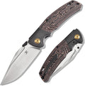 KANSEPT Hinterland Pocket Folding Knives for Men EDC Camping Folding Knife 3.58'' Satin CPM S35VN Blade Pocket Knife with Blackwash Titanium + Copper Carbon Fiber Inlay Handle Everyday Carry K1057A4