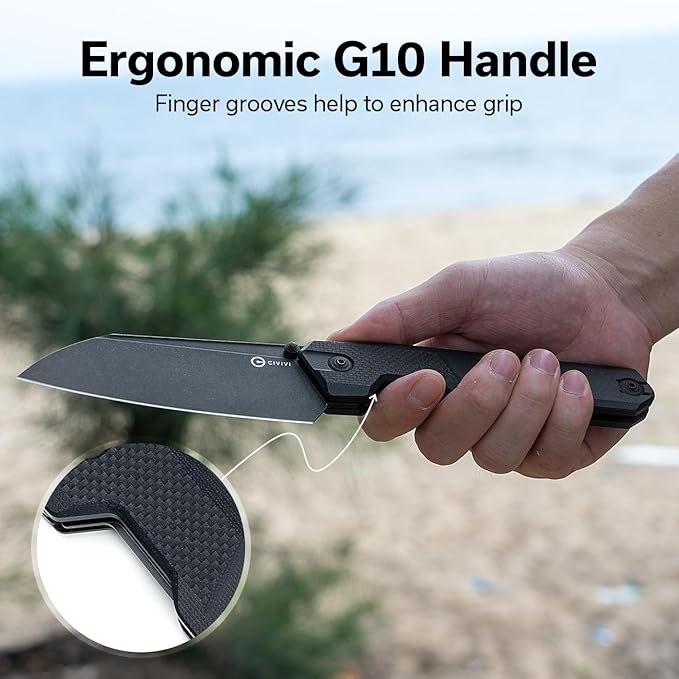 CIVIVI Hid Folding Pocket Knife 4.14 Sharp 14C28N Blade G10 Handle Nested Liner Lock Kitchen Knife with Thumb Stud Opener Ideal for Outdoor Use Camping Hiking and EDC C23008-1 Black