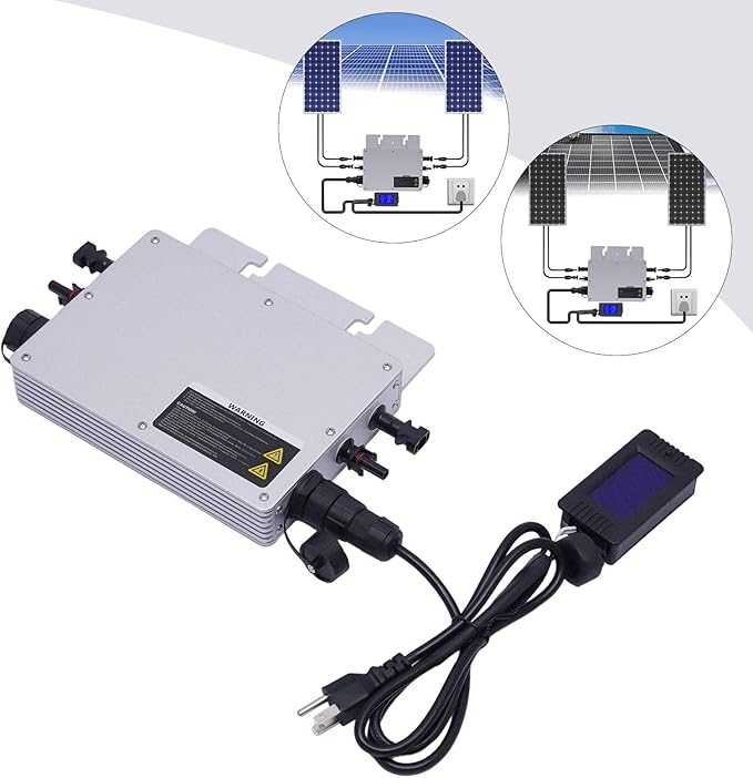 Solar Grid Tie Micro Inverter WVC-700W 700W 110V Waterproof Inverters Solar Powered Reversing Converter Aluminium Alloy Inverters w/LCD Display for Schools Power Stations Homes