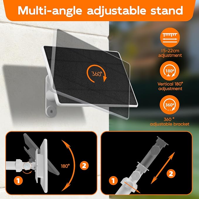 Solar Panel for eufy CameraSecurity Camera5V 4W Solar Panel for eufy Cam 2/2 Pro2C/2C ProIP65 Waterproof USB-C Solar Panel Charger for eufy with Micro USB &amp Rubber Plug