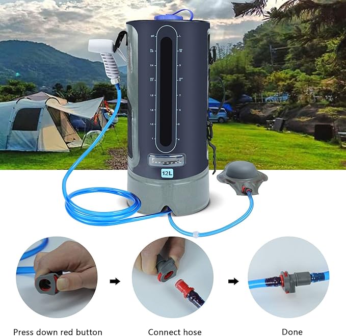 Lixada 12L/20L Water Bag Collapsible Water Container Portable Camping Shower Bag Water Bag with Air Pump for Outdoor