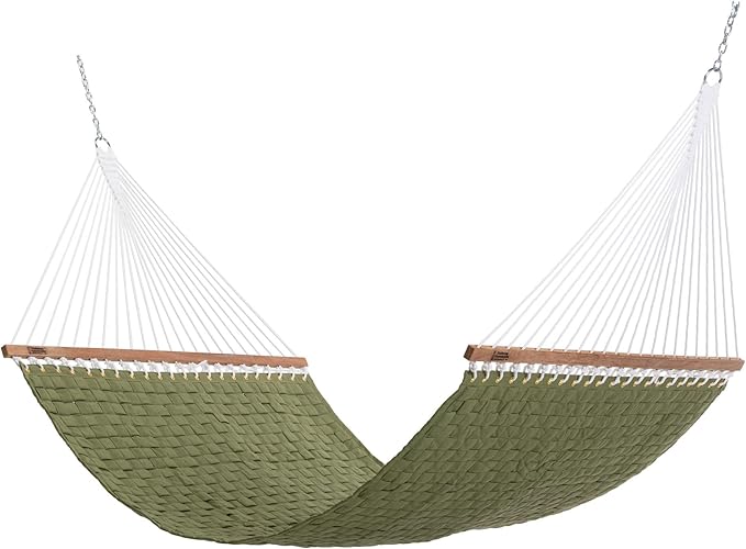 Hatteras Hammocks Light Green Soft Weave Hammock with Free Extension Chains &amp Tree Hooks Accommodates 2 People 450 LB Weight Capacity 13 ft. x 55 in.