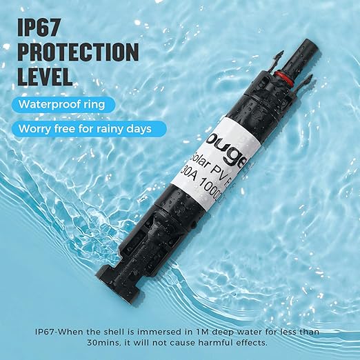 BougeRV 30A Solar Fuse Holder Inline PV Inline Fuse Holder 30 Amp for Solar Panel and Controller Waterproof Fuses Connector Solar Surge Protection Device (Pack of 2)