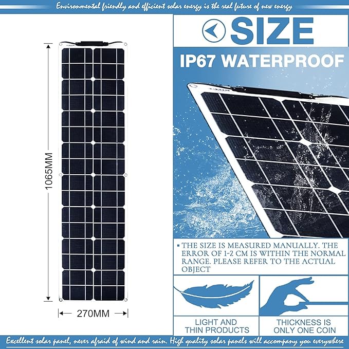 400 Watt Flexible Solar Panel for RV 2 × 200 Watt 12 Volt Solar Power Panel Kit Photovoltaic Module Monocrystalline Solar Panels for Camping Off Grid Car Battery Charging Boat