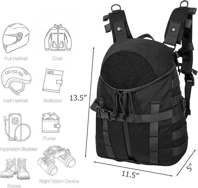 Tatical Helmet BackpackWarrior Assault Systems Large Helmet Bag Cargo Molle Head Protection Kit Pack (BK)