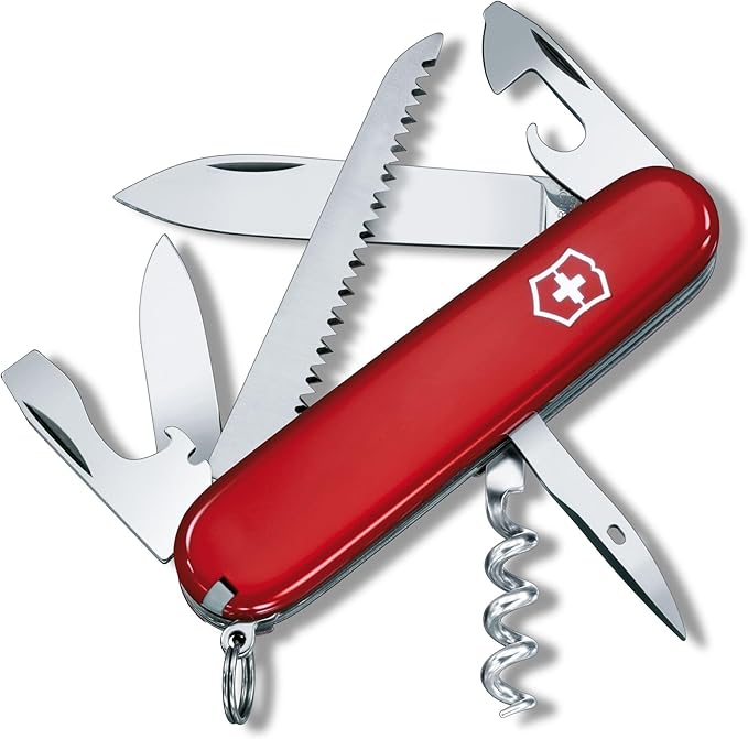 Victorinox Camper Swiss Utility Knife Pocket Knife Gift 13 Functions Large Blade Corkscrew Blister