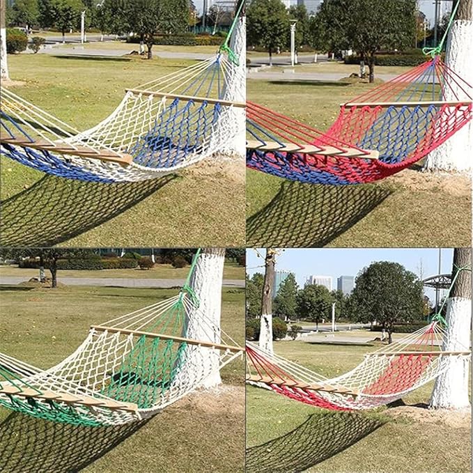Portable Hammock Portable Nylon Net Rope Hammock Swing Outdoor Hammocks Perfect for Camping Patio Backyard for Backpacking Beach (Color : White Transparent Brown)