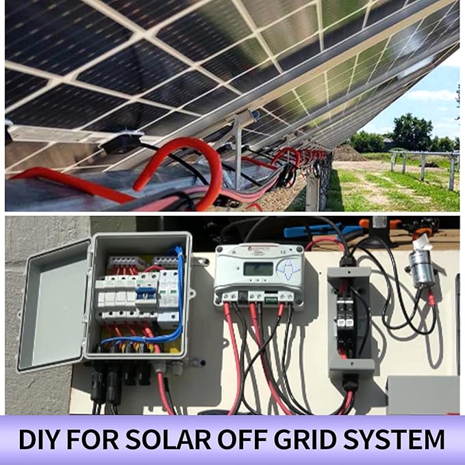 Solar Panel Wire 2X 50ft (Black+Red) 10AWG Tinned Copper Extension Cable for Solar Panel Off Grid Solar System Outdoor Automotive RV Boat