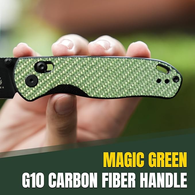 Kizer Drop Bear EDC Pocket Knife 2.97” Nitro-V Steel Blade G10 Carbon Fiber Handle Folding Knife with Thumb Stud Opener Lightweight Clutch Lock Camping Hunting Knife for Men Women Gift V3619A4