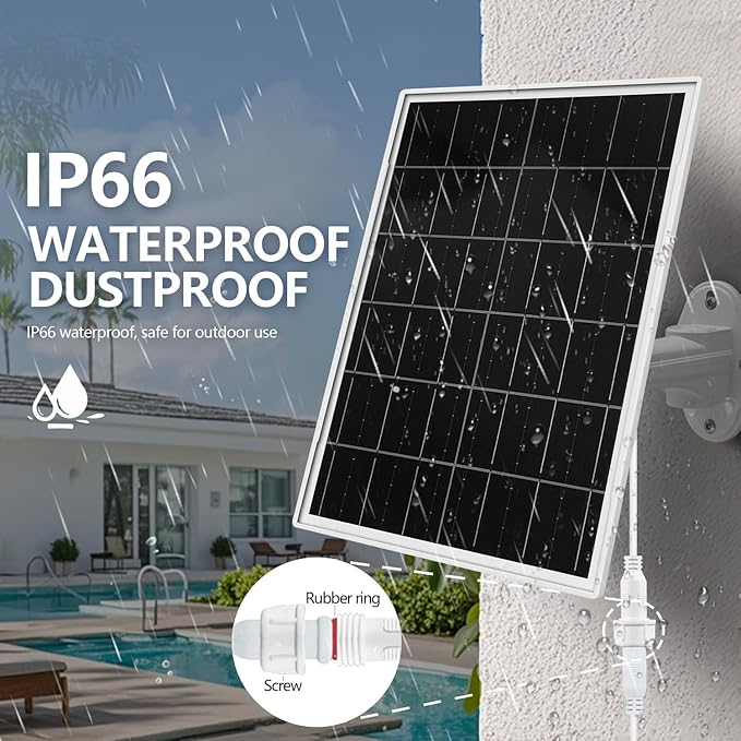 Solar Panel for Trail &amp Game Camera Security Built-in Rechargeable 20000mAh Battery USB-C &amp Micro USB DC (3.5 * 1.35) with Multi-Interfaces 5V Output IP66 Waterproof