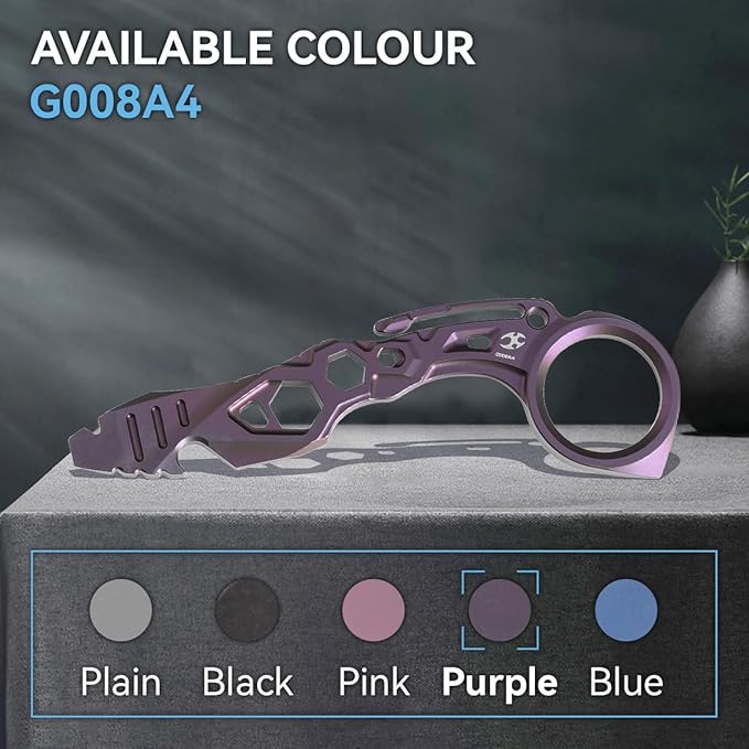 KANSEPT PryMate Purple Anodized Titanium Pry Bar Multitool with Glass Breaker Bottle Opener Hex Bit Pocket Cilp for Your Versatile Companion for Everyday Carry and Camping Accessories G008A4