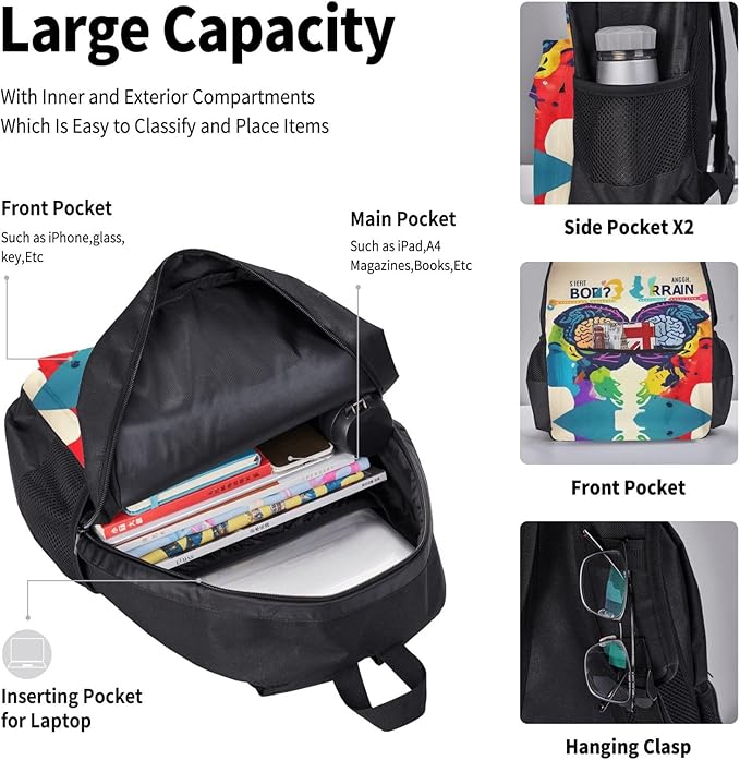 3pcs Backpack Sets Left And Right Brain Advantage Printed Backpacks Set With Lunch Bag Pencil Pouch