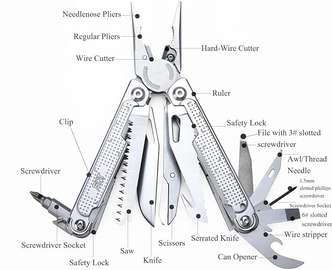 SQT2048 20-in-1 Multitool Foldable &amp Self-Locking Professional Tool for DIY Home Repairs Outdoor Camping – Must-Have Gifts for Men Compact Durable All-in-One Tool for Every Task