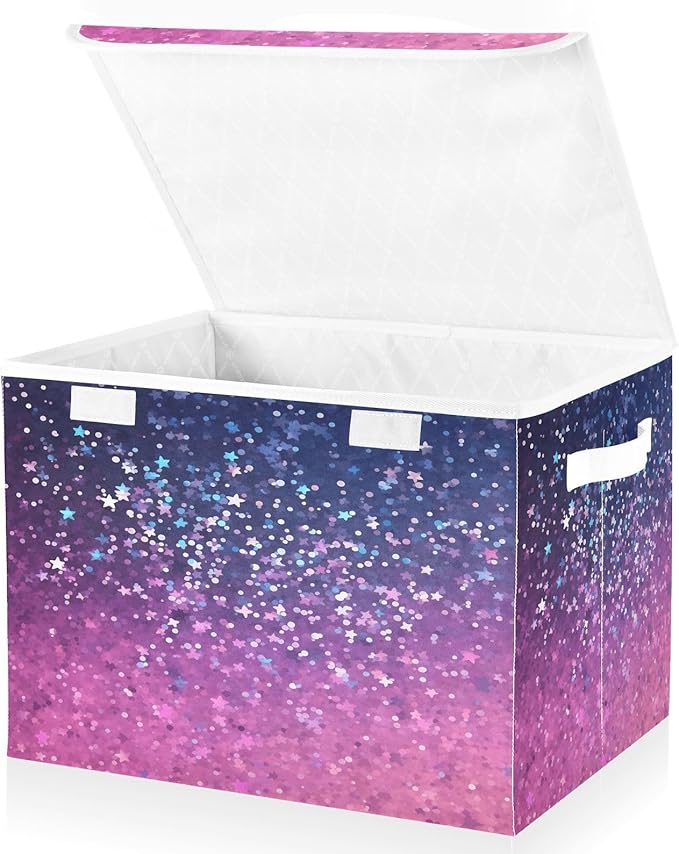 Diamonds Crystals Gradient Glitter Decoration Sequins Purple Blue Storage Containers with Lids Stackable Clothes Storage