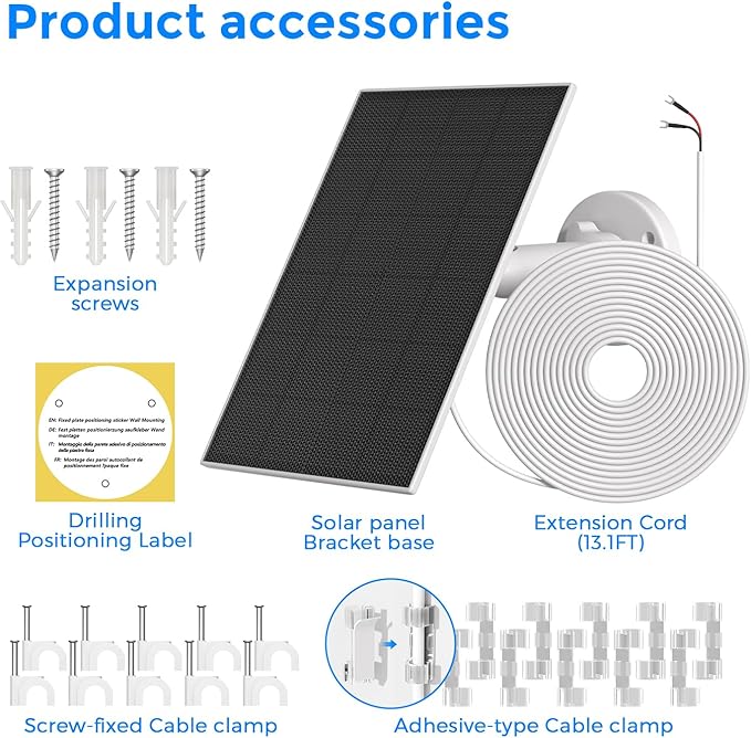 4W Solar Panel for Ring Doorbell Built-in 5200mAh Battery Compatible with Ring Video Doorbell 3 3 Plus 4 &amp Battery Doorbell Plus - IP66 Waterproof 13.1ft Long Charging Cable