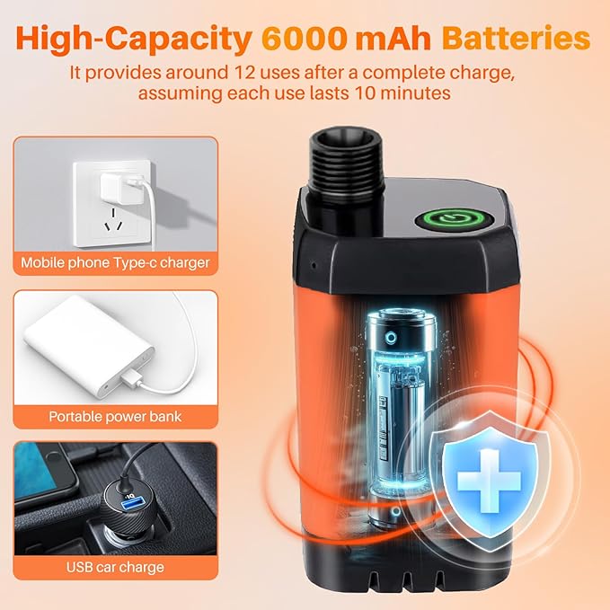 Portable Camping Shower with Heater 6000mAh Rechargeable Portable Shower with 2000W Immersion Heater LED Display Heated Camping Shower for Travel Hiking Car Pet