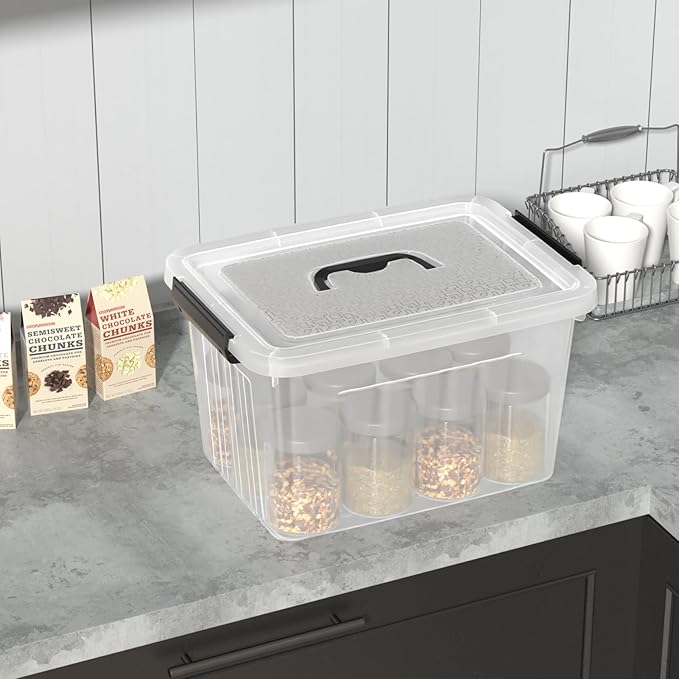 18 Quart Clear Plastic Storage Latching Bin with Lids Latch Box with Handle 4 Packs