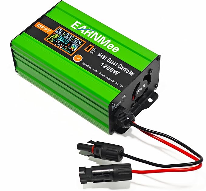 30A Boost MPPT Solar Charge Controller 72V/60V/48V 1200W Controller with LCDOutput Max 15A for LiFePO4/Lithium/Lead Acid Battery for RV/Solar System/Golf CartSmart Cooling &amp Full Protection