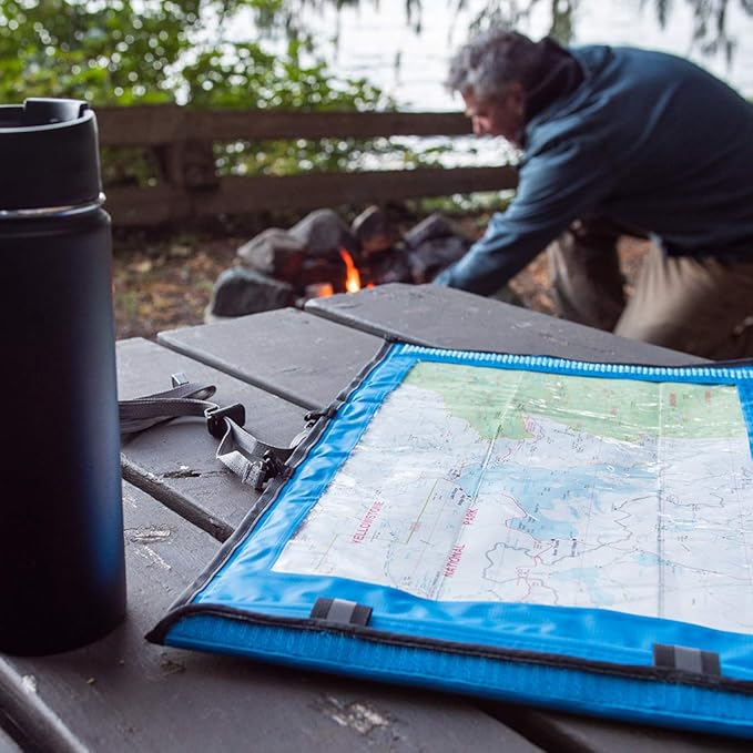 AquaQuest Trail Map Case - 100% Waterproof Document Dry Bag Holder with Clear Window &amp Lanyard - Black Yellow Orange Blue or Green