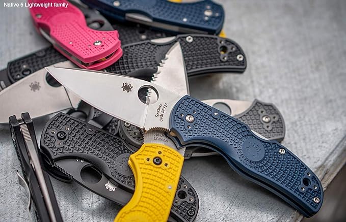 Spyderco Native 5 Salt Knife with 2.95 Corrosion-Resistant LC200N Steel Blade and Lightweight Yellow FRN Handle - SpyderEdge - C41SYL5