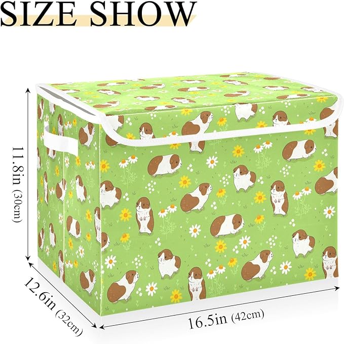 Storage Box Guinea Pigs Closet Storage Bins with Lids Foldable Oxford Fabric Storage Box for Home Bedroom Closet Office (16.5x12.6x11.8 in)