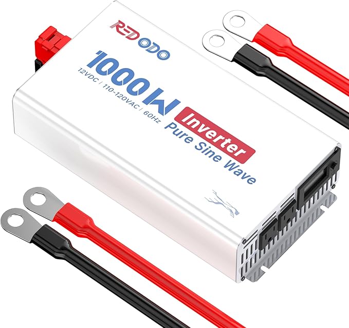 Redodo Pure Sine Wave Inverter 1000W Convert DC 12V to AC 110V Monitoring Screen Showing Real-Time Status for Off-Grid Solar Power System RV Home Backup Power