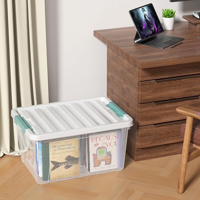 36 Quart Large Plastic Storage Boxes with Lids Clear Plastic Storage Totes 4 Packs