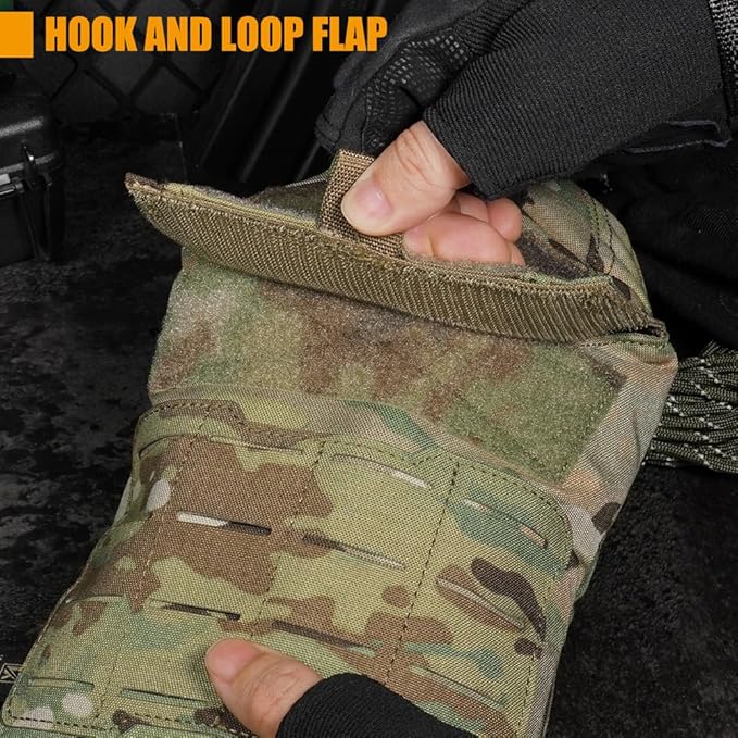 KRYDEX Tactical Molle Hydration Pouch with1.5L Inner Bladder - Low Profile Water Reservoir Bag for Molle Vest Backpack for Cycling Hiking Climbing Hunting
