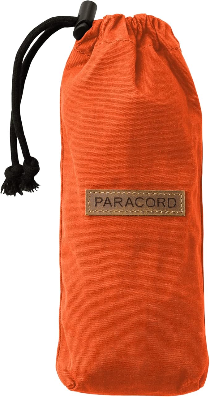 SurvivorCord Bag - Canvas Bushcraft Bag with MOLLE Strap to Hold Up To 100ft SurvivorCord - Waxed Canvas Paracord Pouch - Bushcraft for Hiking Mushroom Foraging Camping - Safety-Orange