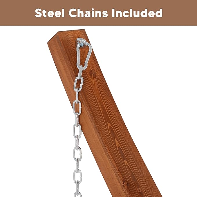 SUNCREAT 13.5 ft Wooden Hammock Stand Only Heavy Duty Larch Wood Arc Hammock Stand with Chains and Carabiners 475 lbs Capacity