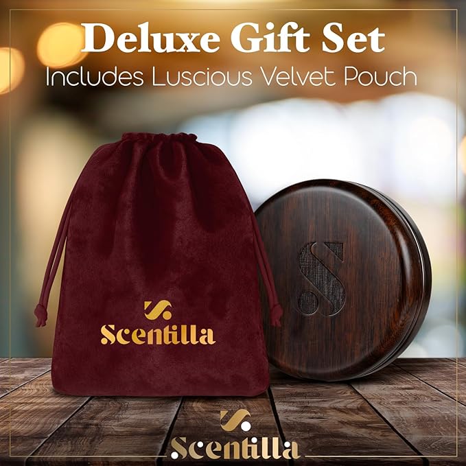 Luxury Real Teak Wood &amp Metal Pouch Container - Premium Pouch Can &amp Holder - EDC Storage Tin - Gift for Men Husband Boyfriend - Odor &amp Moisture Proof - with Gift Box &amp Velvet Bag
