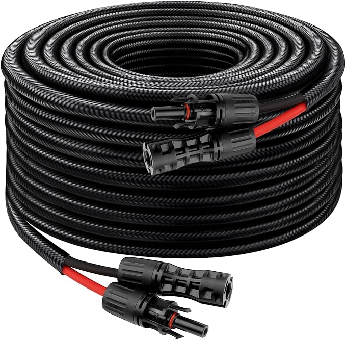 XRDS -RF Solar Cable 30FT 8AWG Solar Extension Cable with Male &amp Female Solar Connectors Flame-Retardant Protective Sleeving Solar Panel Cable Weatherproof PV Wire for Solar Panel Connection