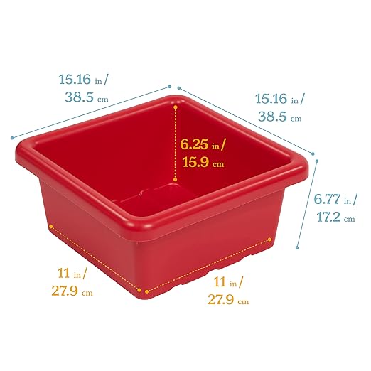 ECR4Kids Square Bin with Lid Storage Containers Red 2-Pack