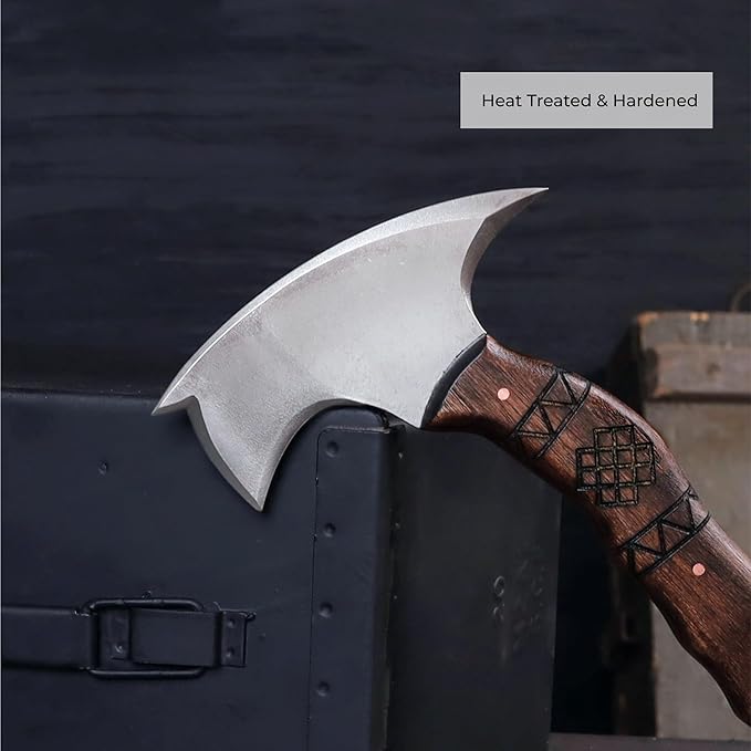 AncientSmithy Tactical Tomahawk Axe Full Tang Forged Survival Hatchet Small Camping Axe for Hiking &amp Bushcraft with Kydex or Leather Sheath
