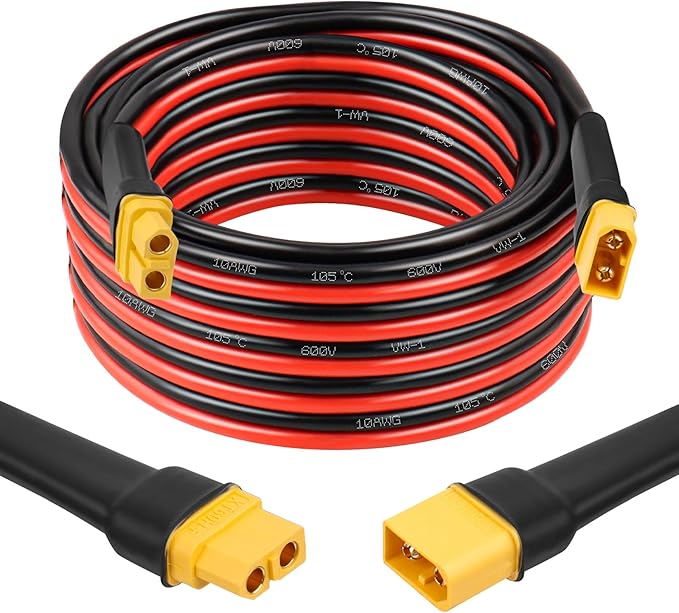 MOOKEERF XT60 Extension Cable 10AWG 20FT XT60 to XT60 Cable with Male to Female Connector for Portable Power Station Solar Panel RC Battery