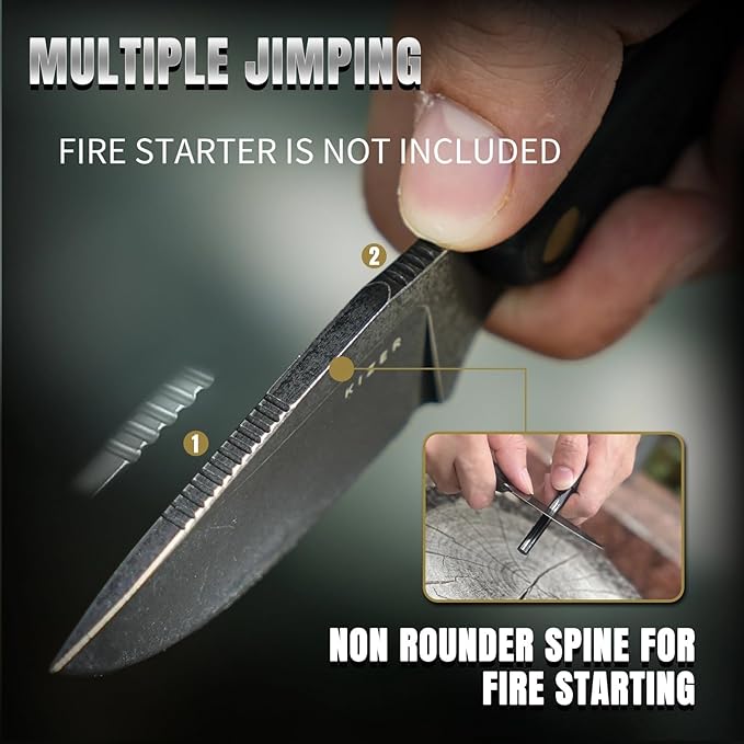 Kizer Hare Fixed Blade Knife with Sheath 3.14 D2 Steel Blade EDC Fixed Blade Hunting Knives with Black G10 Handle Small Bushcraft Survival Neck Knives Outdoor Camping Knife for Men Women 1077M1
